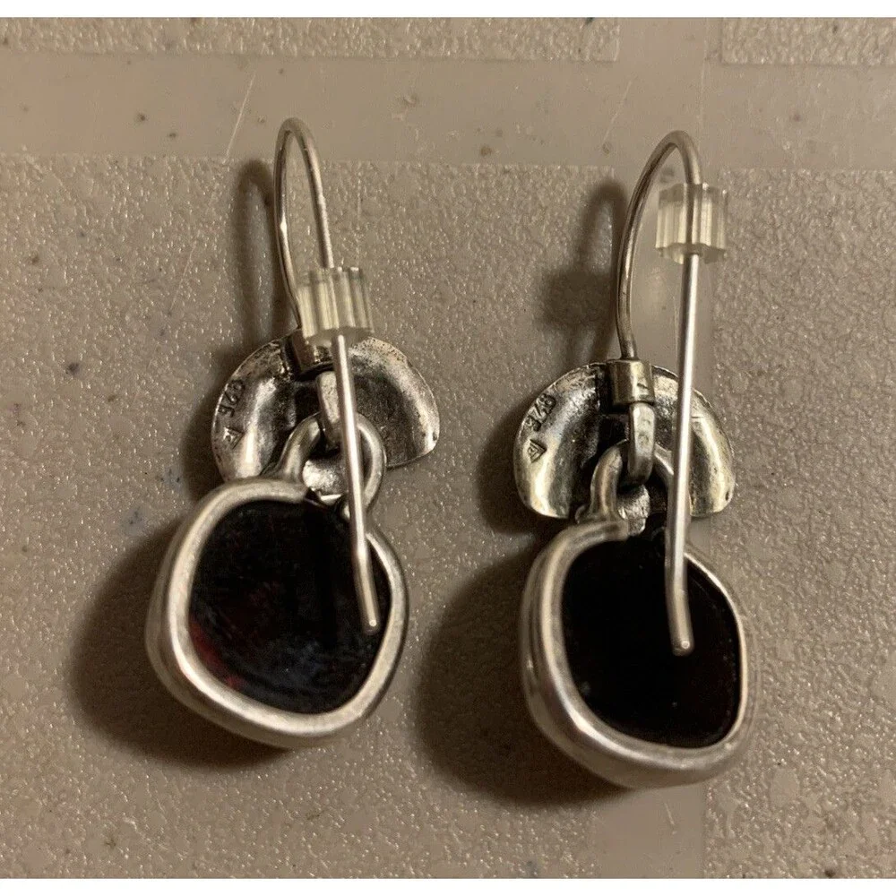 SILPADA Sterling Silver Smoky Quartz Earrings W1272 Faceted Amber Hammered Rare